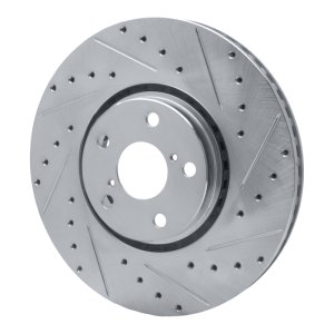 Lexus GS350 Brake Rotor (1) - Right Front - R1 Concepts - Drilled & Slotted - Silver - `07-`11